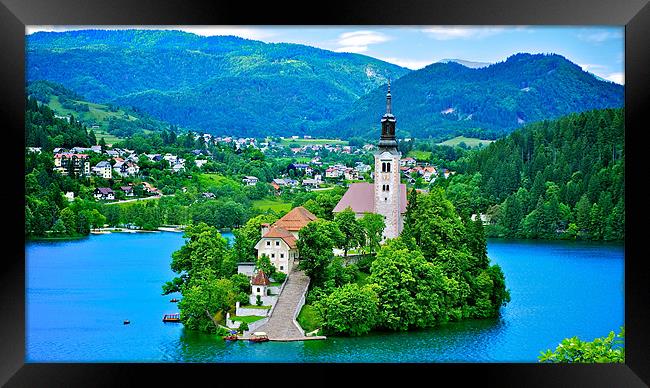 Lake Bled Island, Slovenia Framed Print by Kate Barley