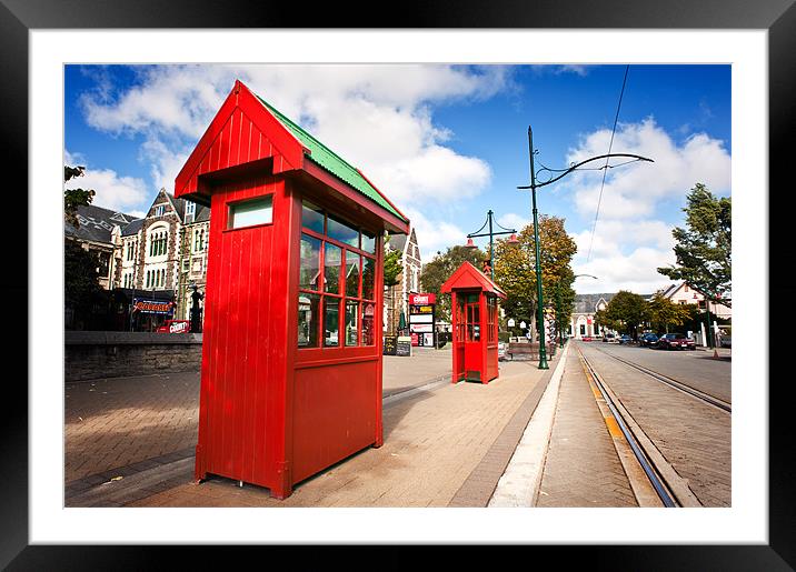 Red Telephone Boxes in Christchurch, New Zealand Framed Mounted Print by Stephen Mole