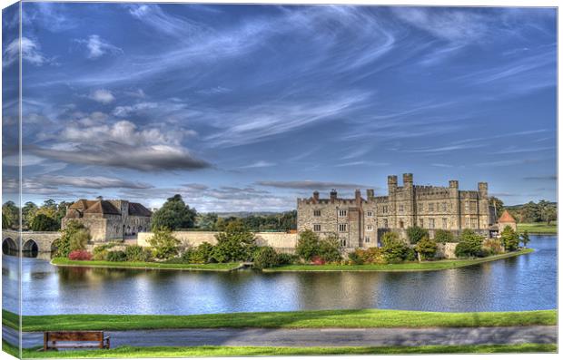 Leeds Castle bench view Canvas Print by Chris Thaxter