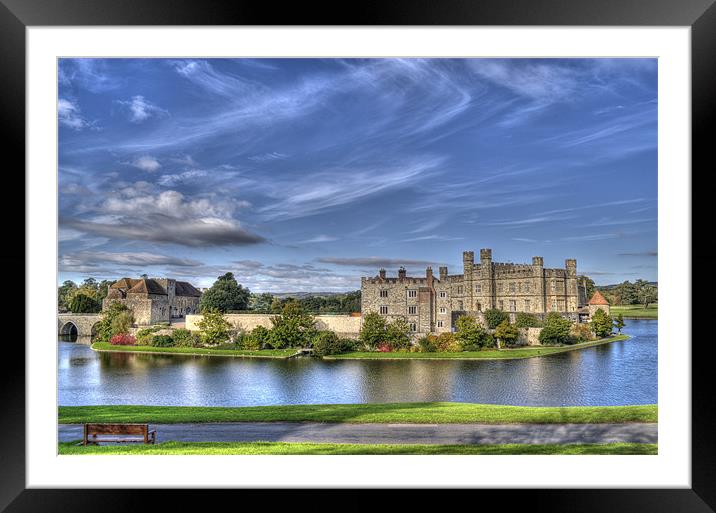 Leeds Castle bench view Framed Mounted Print by Chris Thaxter