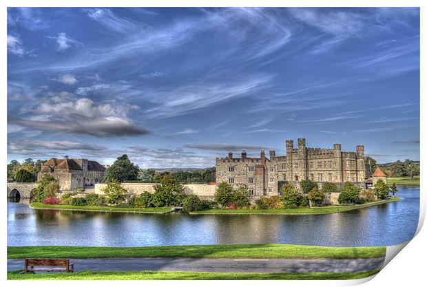 Leeds Castle bench view Print by Chris Thaxter