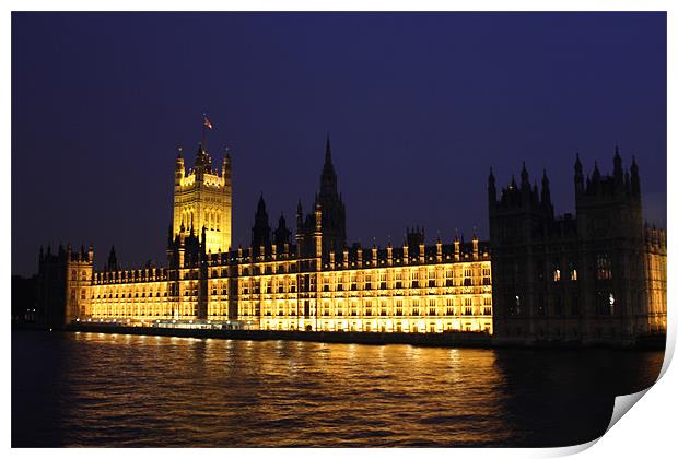 The Houses Of Parliment At Night Print by kelly Draper