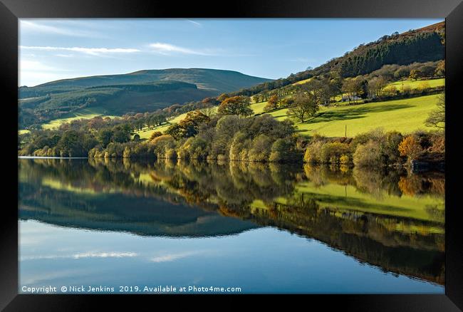 Reflections on Talybont Reservoir Brecon Beacons Framed Print by Nick Jenkins