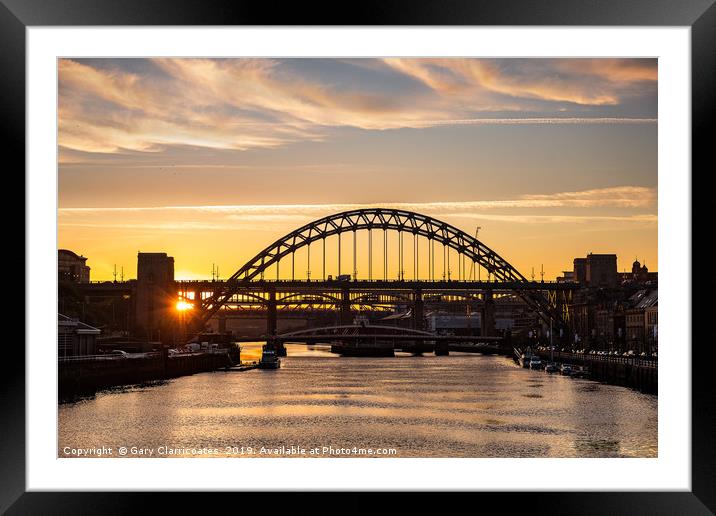Tyne Bridge at Sunset Framed Mounted Print by Gary Clarricoates