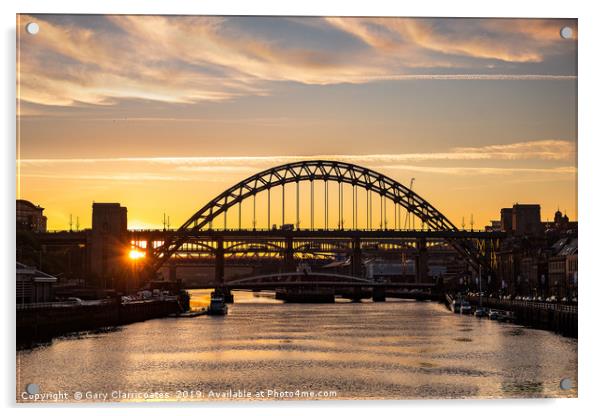 Tyne Bridge at Sunset Acrylic by Gary Clarricoates