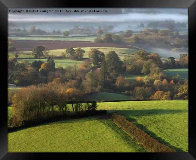 Mist in Mid Devon Framed Print by Pete Hemington