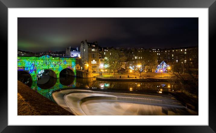 Christmas holiday display on the Pulteney Bridge B Framed Mounted Print by Dean Merry