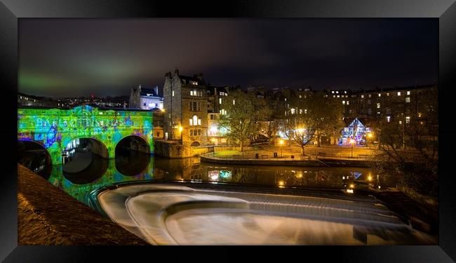 Christmas holiday display on the Pulteney Bridge B Framed Print by Dean Merry