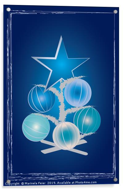 Blue Christmas tree Acrylic by Marinela Feier
