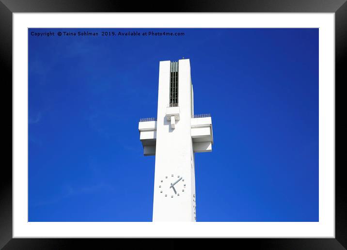 Lakeuden Risti Church Bell Tower and Blue Sky Framed Mounted Print by Taina Sohlman