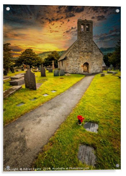 St. Mary Church Caerhun Wales Acrylic by Adrian Evans