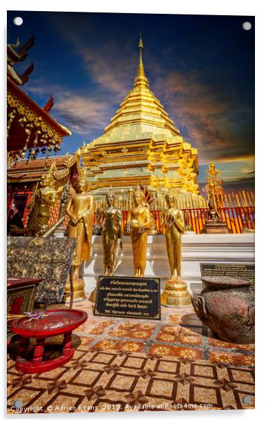 Phrathat Doi Suthep Temple Thailand Acrylic by Adrian Evans