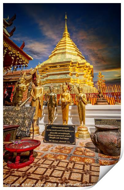Phrathat Doi Suthep Temple Thailand Print by Adrian Evans