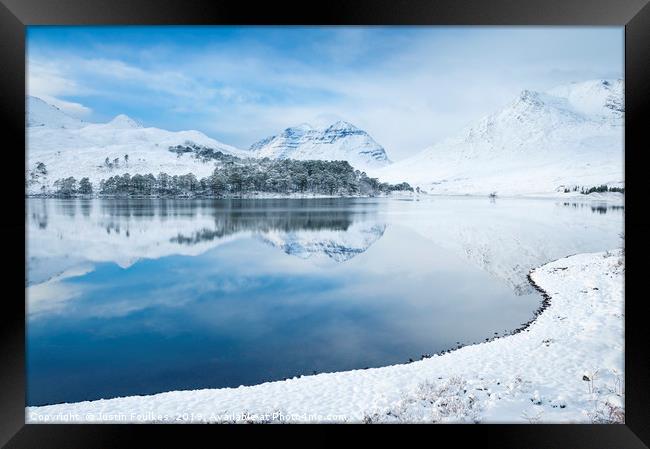 Liathach from Loch Clair, Scotland Framed Print by Justin Foulkes