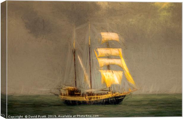 Sailing Ship In A Storm Canvas Print by David Pyatt
