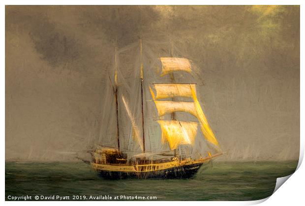 Sailing Ship In A Storm Print by David Pyatt