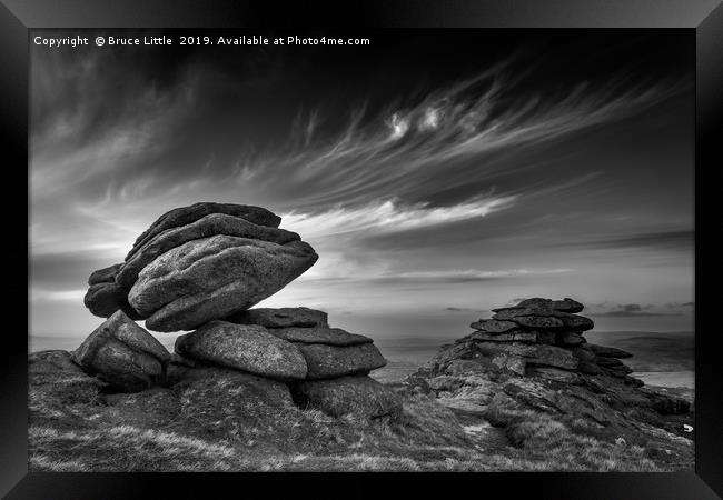 Rocky Drama on Great Mis Tor Framed Print by Bruce Little