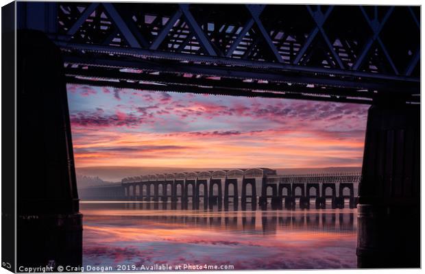 Tay Rail Bridge Sunrise Reflections - Dundee City Canvas Print by Craig Doogan