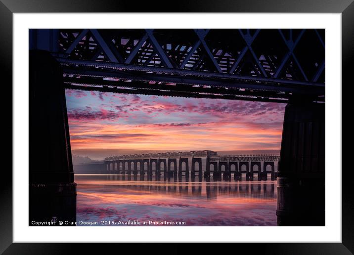 Tay Rail Bridge Sunrise Reflections - Dundee City Framed Mounted Print by Craig Doogan
