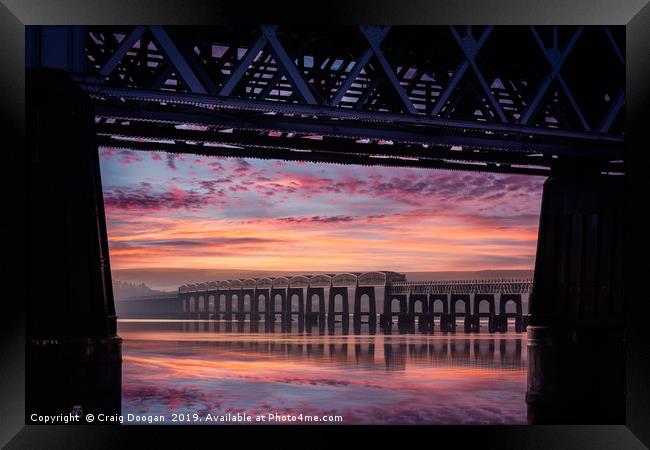 Tay Rail Bridge Sunrise Reflections - Dundee City Framed Print by Craig Doogan