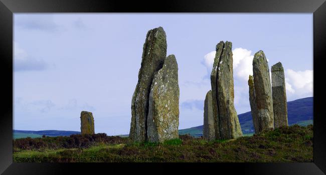 At the Ring of Brodgar Framed Print by Steven Watson