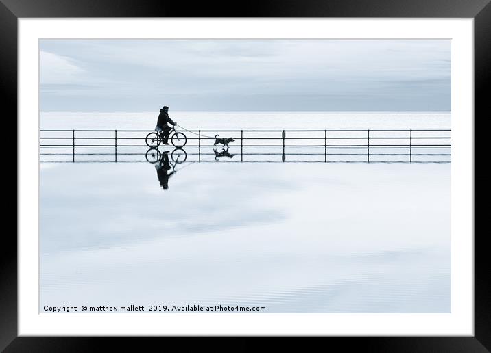 A Cycling Dog Walk On Water Framed Mounted Print by matthew  mallett