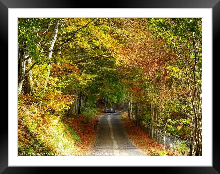 Driving through Glen Lyon, Perthshire, in Autumn Framed Mounted Print by yvonne & paul carroll
