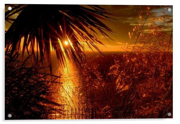 English Riviera Sunrise, Babbacombe, Torquay.  Acrylic by Jan Sutton
