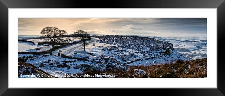 Baslow Edge from Curbar Gap Framed Mounted Print by Chris Drabble