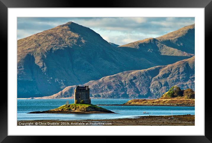 Castle Stalker from the Port Appin road (3) Framed Mounted Print by Chris Drabble