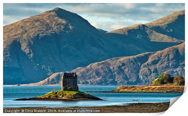 Castle Stalker from the Port Appin road (3) Print by Chris Drabble