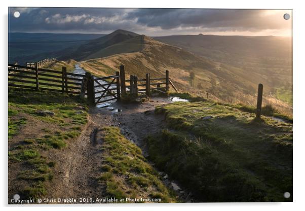 The Peakland Ridge at Dawn, Castleton, Derbyshire Acrylic by Chris Drabble