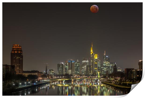 Bloodmon over  Frankfurt Print by Thomas Schaeffer