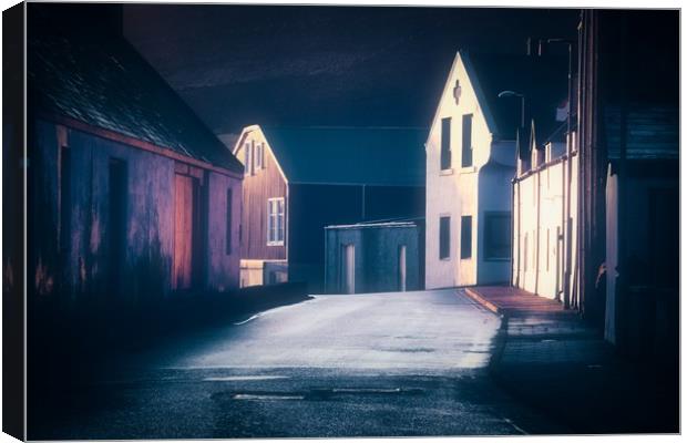 Houses At West Shore, Scalloway, Shetland. Canvas Print by Anne Macdonald