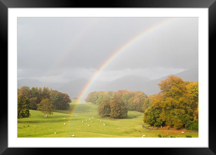 Double rainbow over the Lake District Framed Mounted Print by Jason Wells