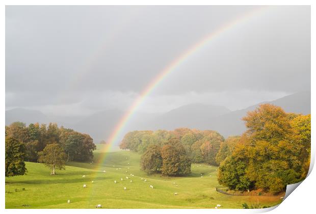 Double rainbow over the Lake District Print by Jason Wells