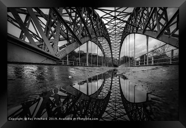 Wylam Bridge in the Rain Framed Print by Ray Pritchard