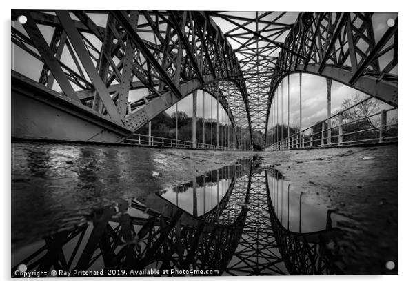 Wylam Bridge in the Rain Acrylic by Ray Pritchard