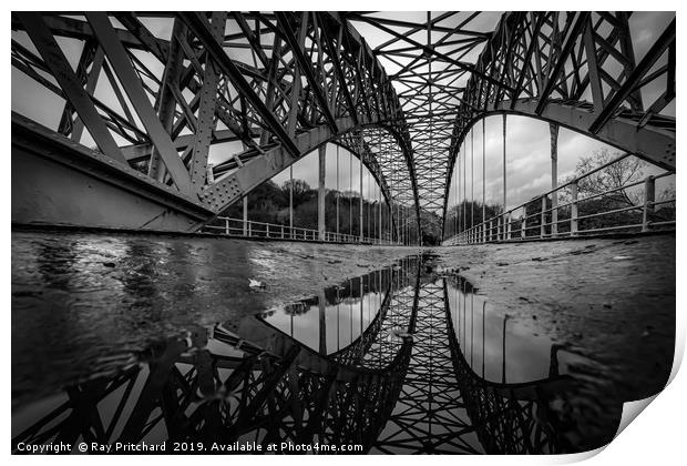 Wylam Bridge in the Rain Print by Ray Pritchard