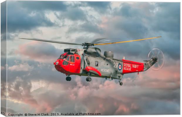 Royal Navy Search and Rescue Sea King Helicopter Canvas Print by Steve H Clark