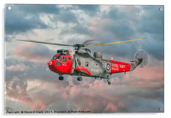 Royal Navy Search and Rescue Sea King Helicopter Acrylic by Steve H Clark