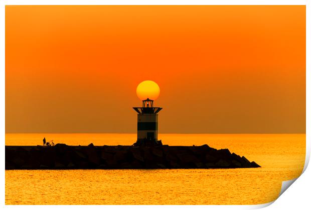 Sunset on the lighthouse Print by Ankor Light