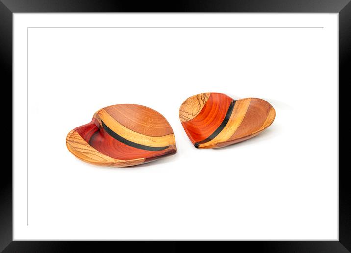 Heart shape wooden bowls Framed Mounted Print by Ankor Light