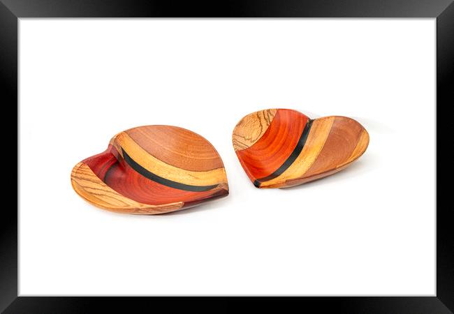 Heart shape wooden bowls Framed Print by Ankor Light