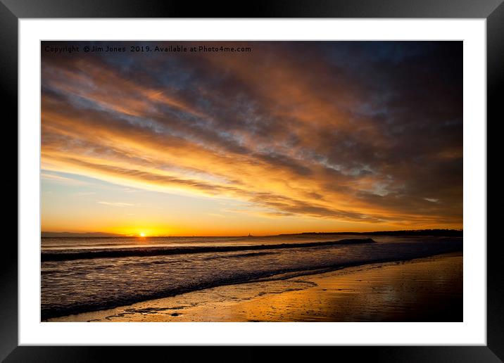 December sunrise from the beach at Blyth Framed Mounted Print by Jim Jones