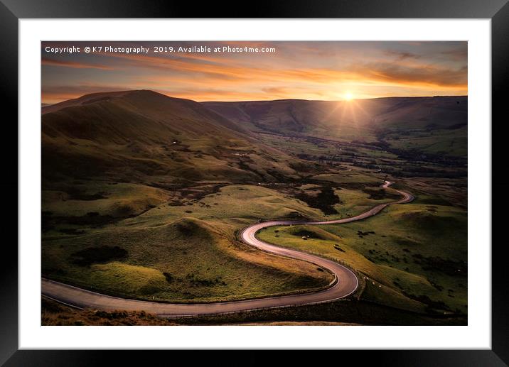 The Road From Edale Snakes its way up to Mam Tor. Framed Mounted Print by K7 Photography