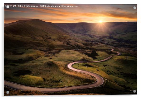 The Road From Edale Snakes its way up to Mam Tor. Acrylic by K7 Photography