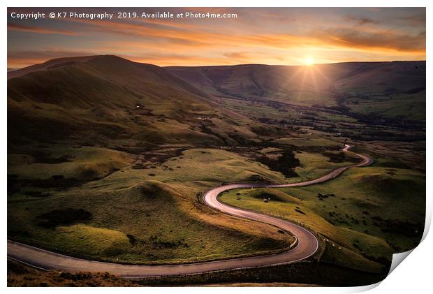 The Road From Edale Snakes its way up to Mam Tor. Print by K7 Photography