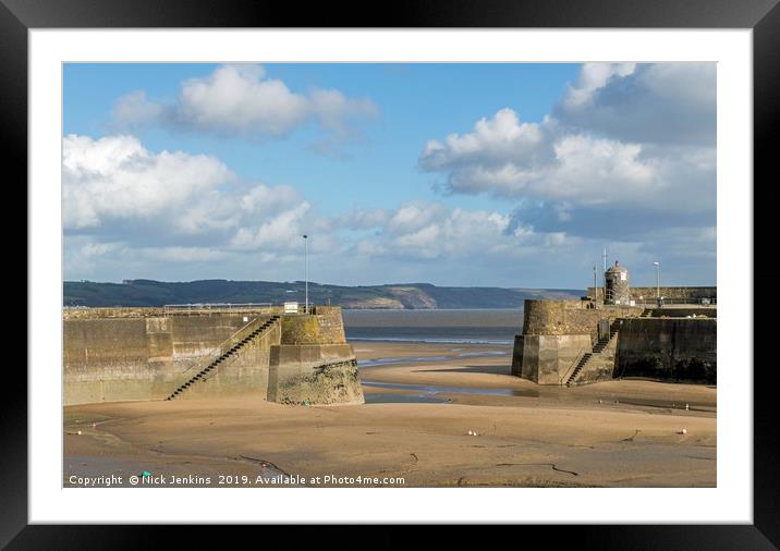 Saundersfoot Harbour Entrance Beach Pembrokeshire Framed Mounted Print by Nick Jenkins