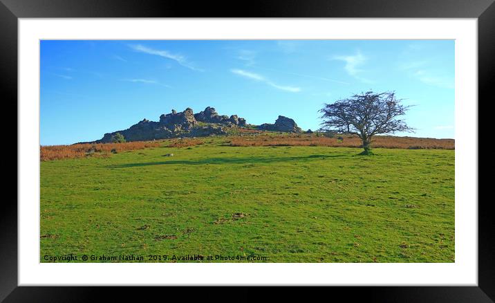 Looking up at Hound Tor Framed Mounted Print by Graham Nathan
